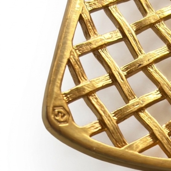 Rare Julie Vos Basketweave Cuff – 24k Gold Plated with Chalcedony Blue Stone - Picture 3 of 3